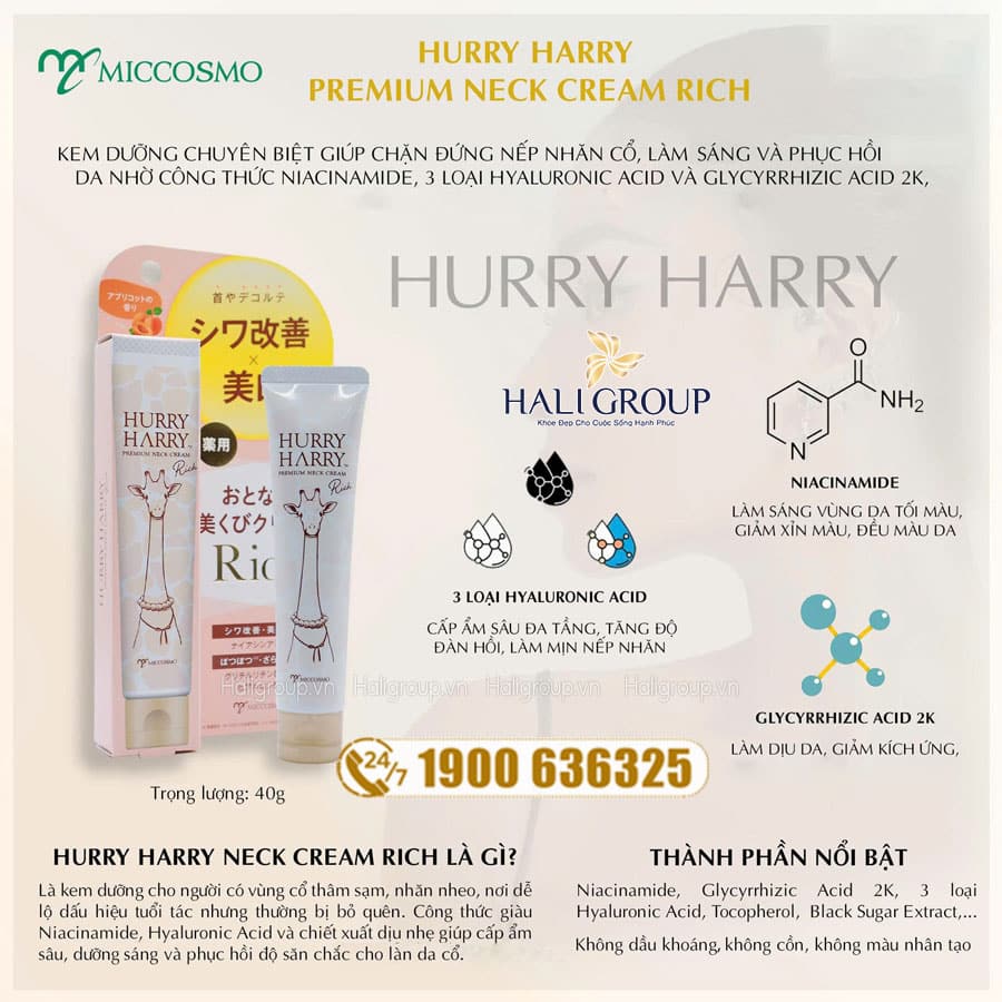 Kem Dưỡng Vùng Cổ Hurry Harry Premium Neck Cream Miccosmo