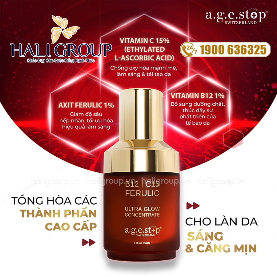 thành phần Tinh Chất B12|C15 + Ferulic Concentrate Agestop
