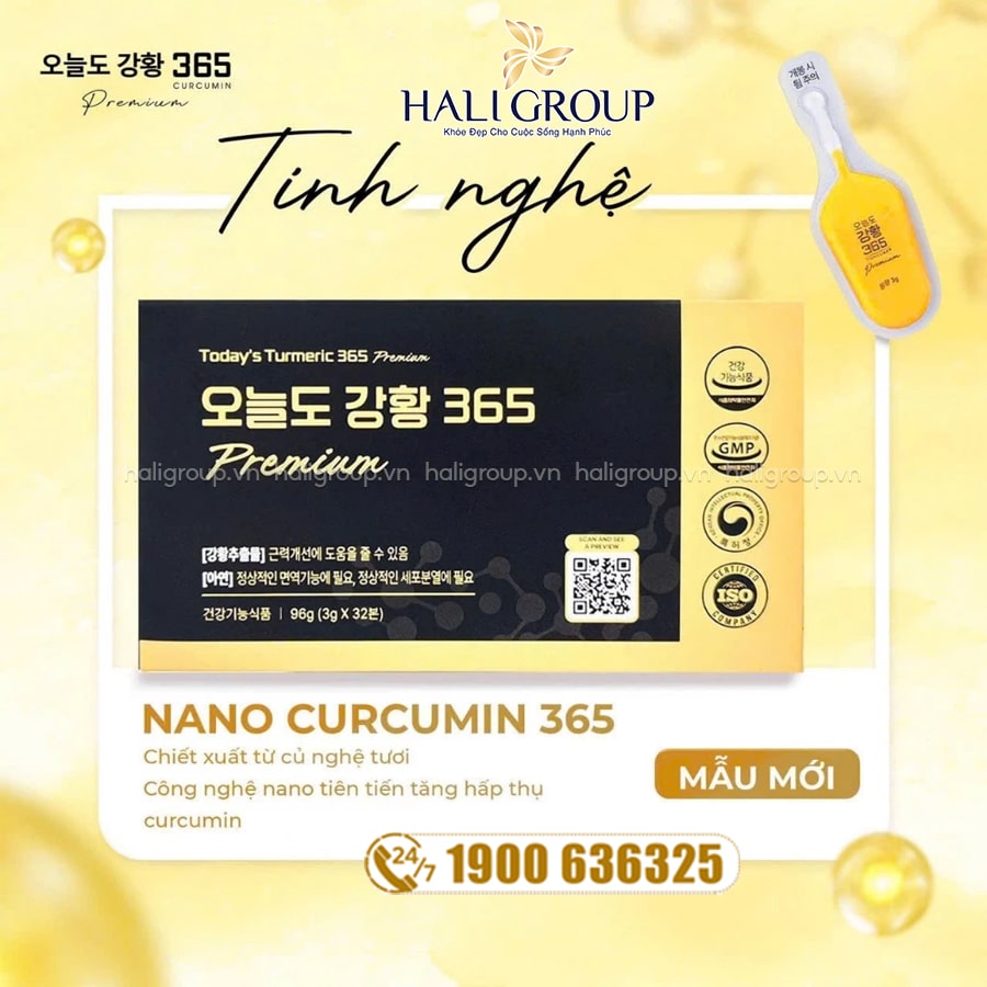 thành phần Tinh Nghệ Nano Today Turmeric 365 Premium Hàn Quốc Mẫu Mới (32 tuýp)