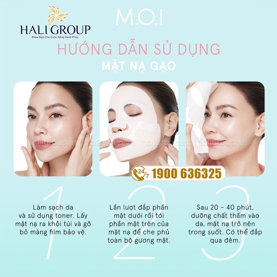 cách dùng Mặt Nạ Gạo Tinh Khiết Sáng Da M.O.I Hydrogel Rice Mask