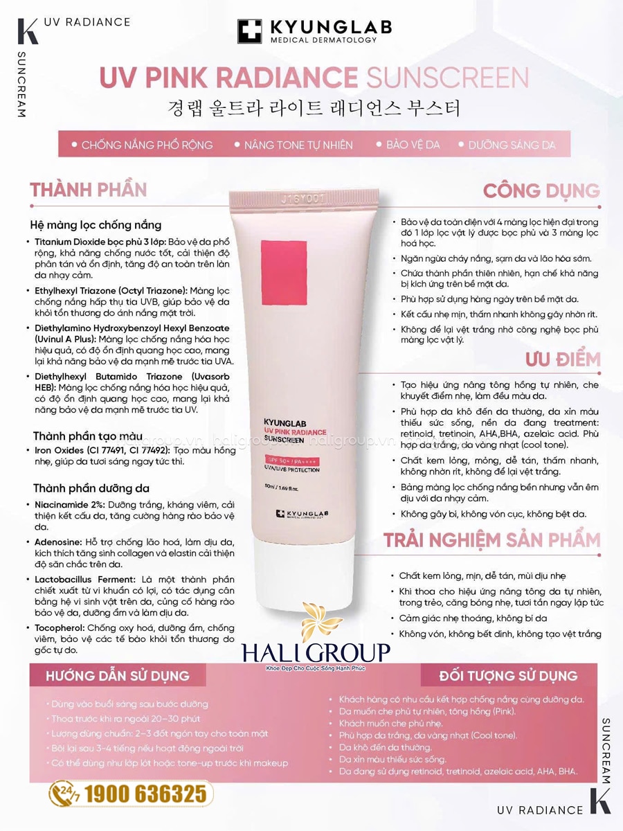 Kem Chống Nắng Nâng Tone KyungLab UV Pink Radiance Sunscreen Hàn Quốc