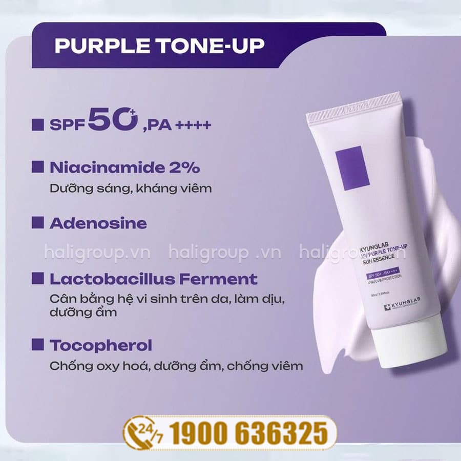 Thành phần của Kem Chống Nắng Nâng Tone UV Purple Tone-Up Sun Essence KyungLab