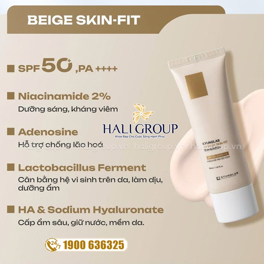 thành phần Kem Chống Nắng Nâng Tone KyungLab UV Beige Skin-Fit Sunscreen