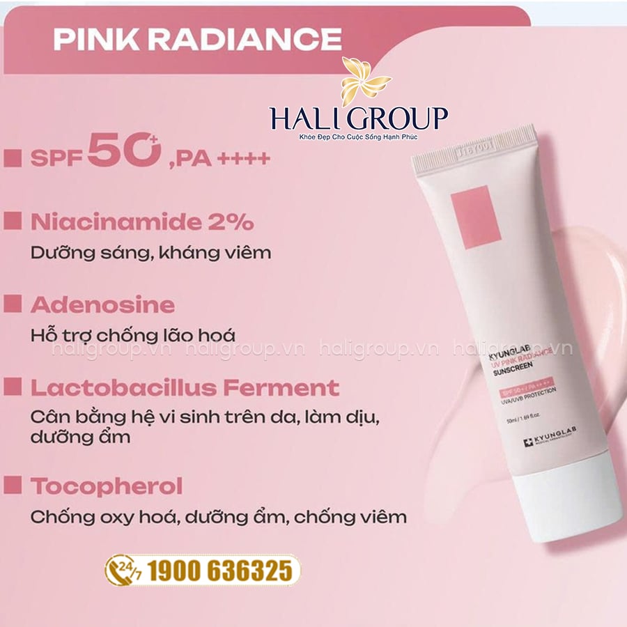 thành phần Kem Chống Nắng Nâng Tone KyungLab UV Pink Radiance Sunscreen