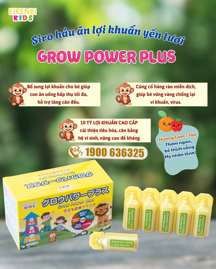 Siro Háu Ăn Lợi Khuẩn Yến Tươi Grow Power Plus Eikenbi Kids