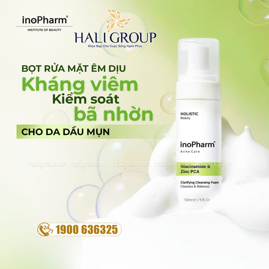 công dụng Bọt Rửa Mặt Hỗ Trợ Kháng Viêm Và Kiểm Soát Bã Nhờn Inopharm Acne Care Clarifying Cleansing Foam