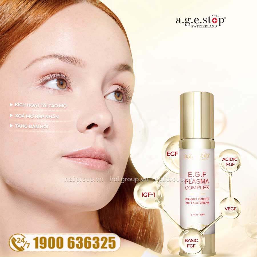 Công dụng Kem Dưỡng EGF Tăng Cường Làm Sáng & Dịu Da Agestop E.G.F. Plasma 24h Face Cream