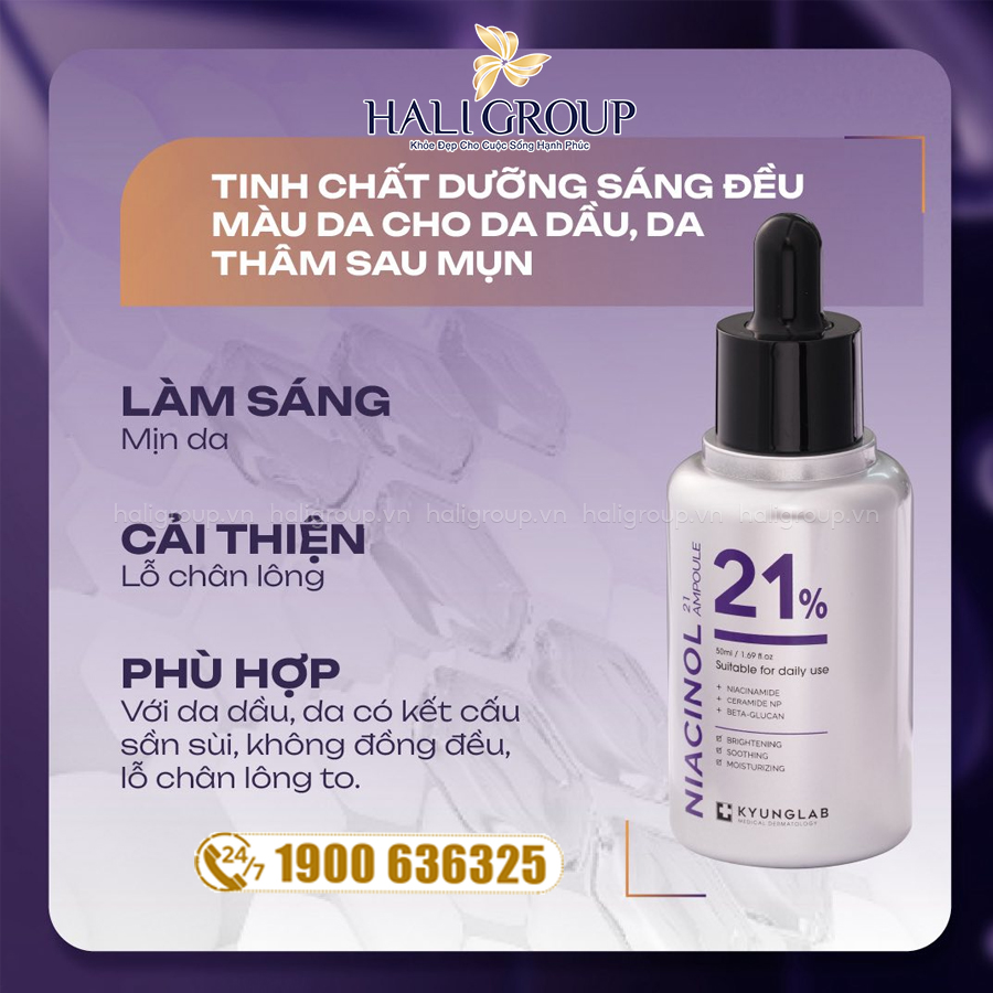 công dụng Tinh Chất Dưỡng Sáng Da KyungLab Niacinol 21% Ampoule Cao Cấp