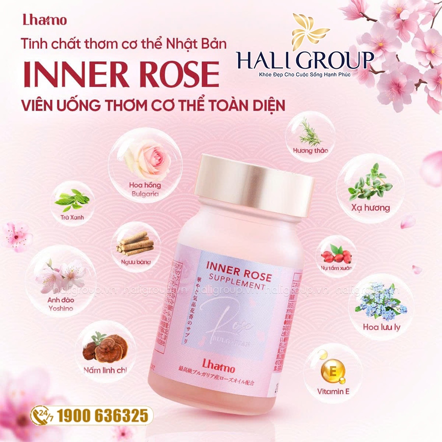 thành phần Viên Uống Thơm Cơ Thể Inner Rose Nhật Bản Lhamo