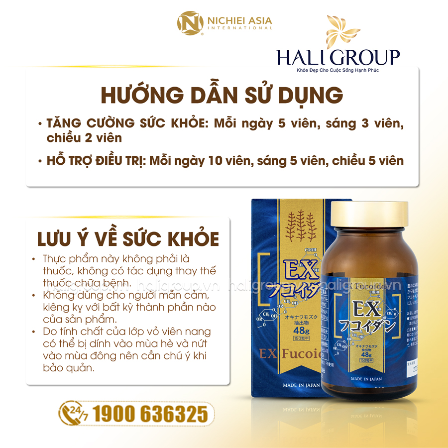 cách dùng Viên Uống Ex Fucoidan Nichiei Asia Nhật Bản