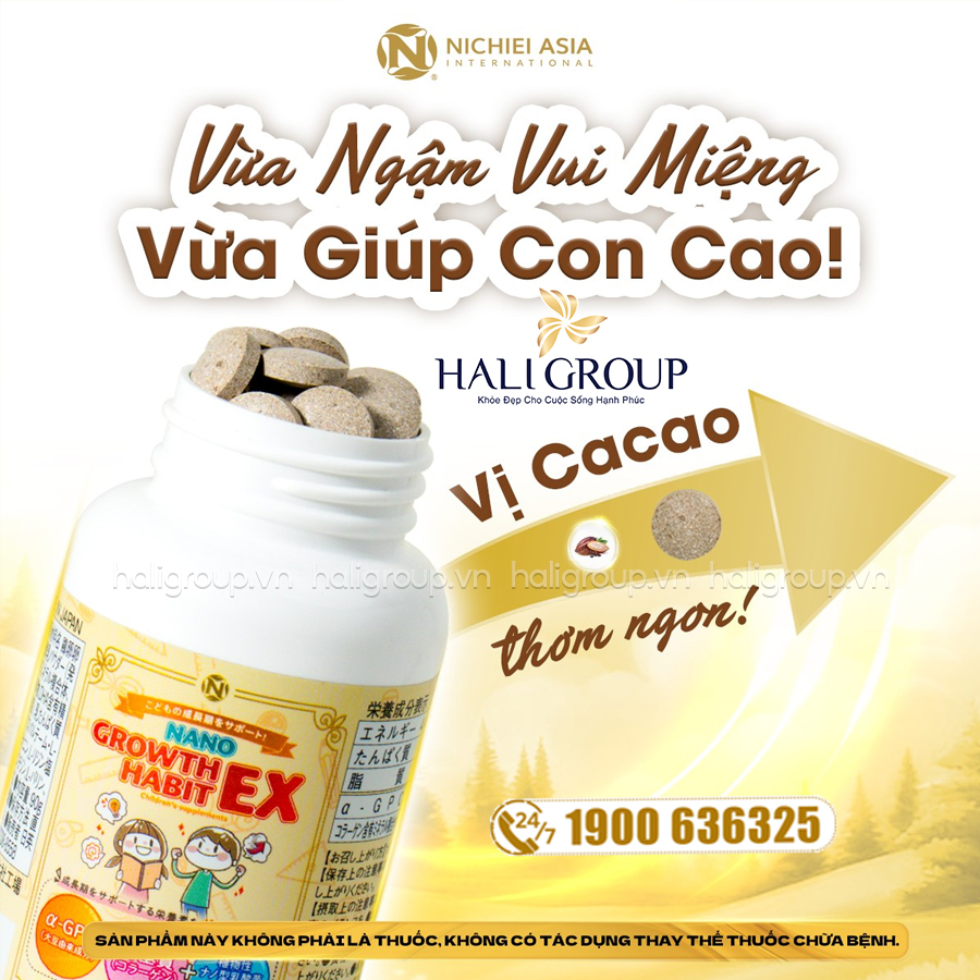 công dụng Viên Uống Nano Growth Habit Ex Nichiei Asia Nhật Bản – Hỗ Trợ Tăng Chiều Cao Cho Trẻ