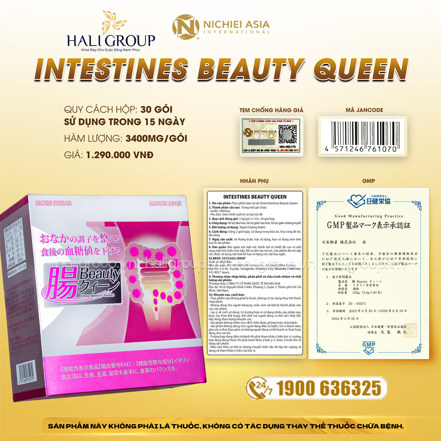 Thực Phẩm Bảo Vệ Sức Khỏe Intestines Beauty Queen Nichiei Asia Nhật Bản