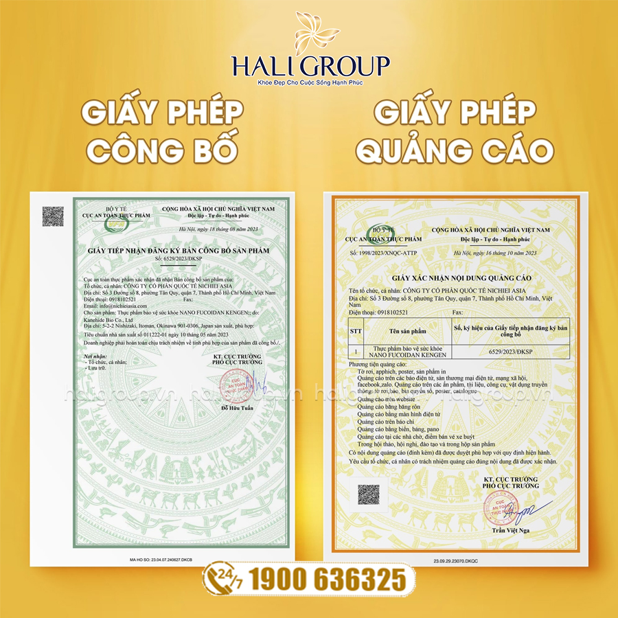 giấy phép Bột Uống Nano Fucoidan Kengen Nichiei Asia Nhật Bản