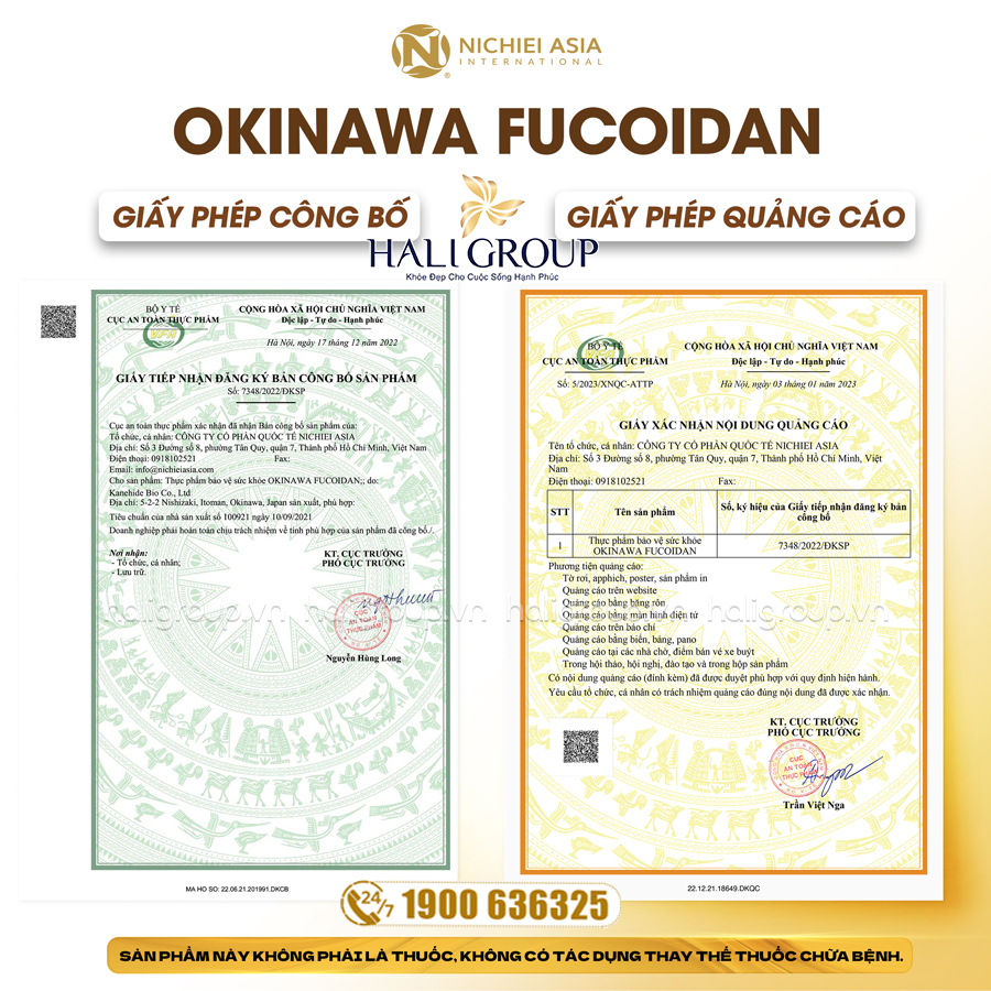 giấy phép Viên Uống Okinawa Fucoidan Nichiei Asia Nhật Bản
