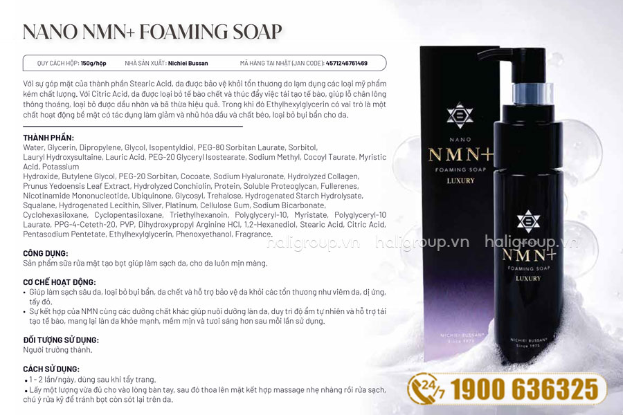 Công dụng Sữa Rửa Mặt Tạo Bọt Nano NMN+Foaming Soap