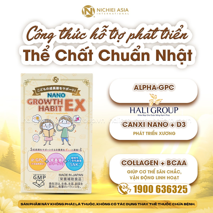 thành phần Viên Uống Nano Growth Habit Ex Nichiei Asia Nhật Bản – Hỗ Trợ Tăng Chiều Cao Cho Trẻ
