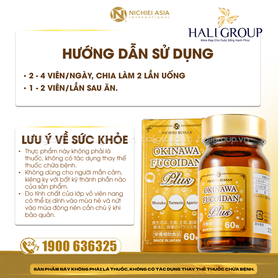 cách dùng Viên Uống Okinawa Fucoidan Plus Kanehide Bio Nichiei Bussan Nichiei Asia Nhật Bản (Hộp 60 Viên)