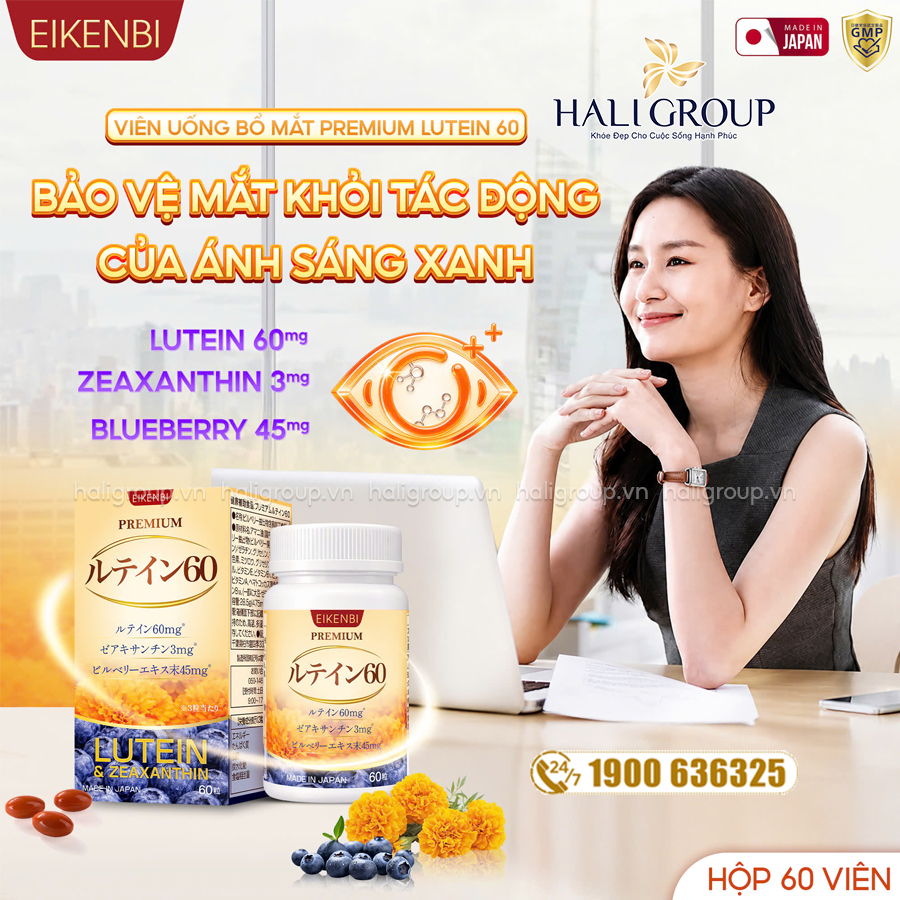 công dụng Viên Uống Bổ Mắt Eikenbi Premium Lutein 60 Nhật Bản