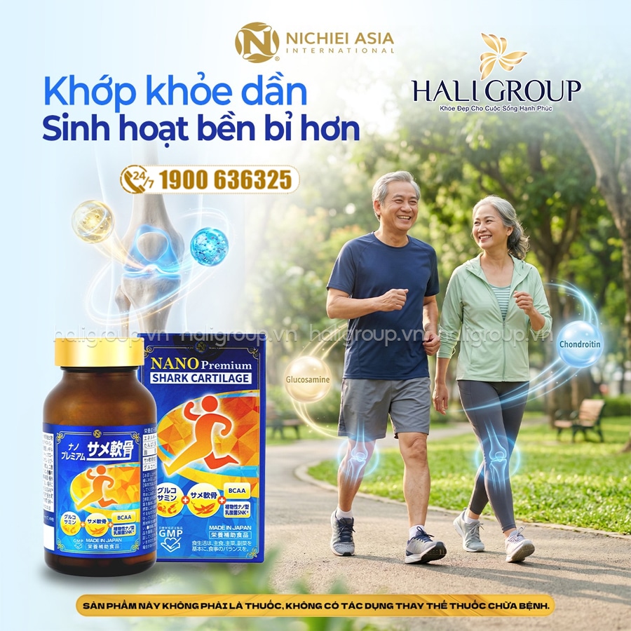 công dụng Viên Uống Hỗ Trợ Sức Khỏe Xương Khớp Nano Premium Shark Cartilage Nichiei Asia
