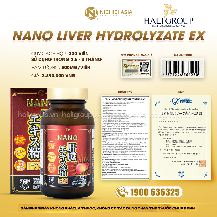 Viên Bổ Gan Nano Liver Hydrolyzate Ex Nichiei Asia Nhật Bản
