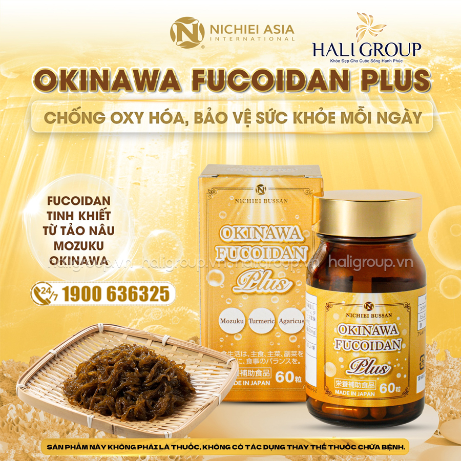 Viên Okinawa Fucoidan Plus Kanehide Bio Nichiei Bussan Nichiei Asia Nhật Bản (Hộp 60 Viên)