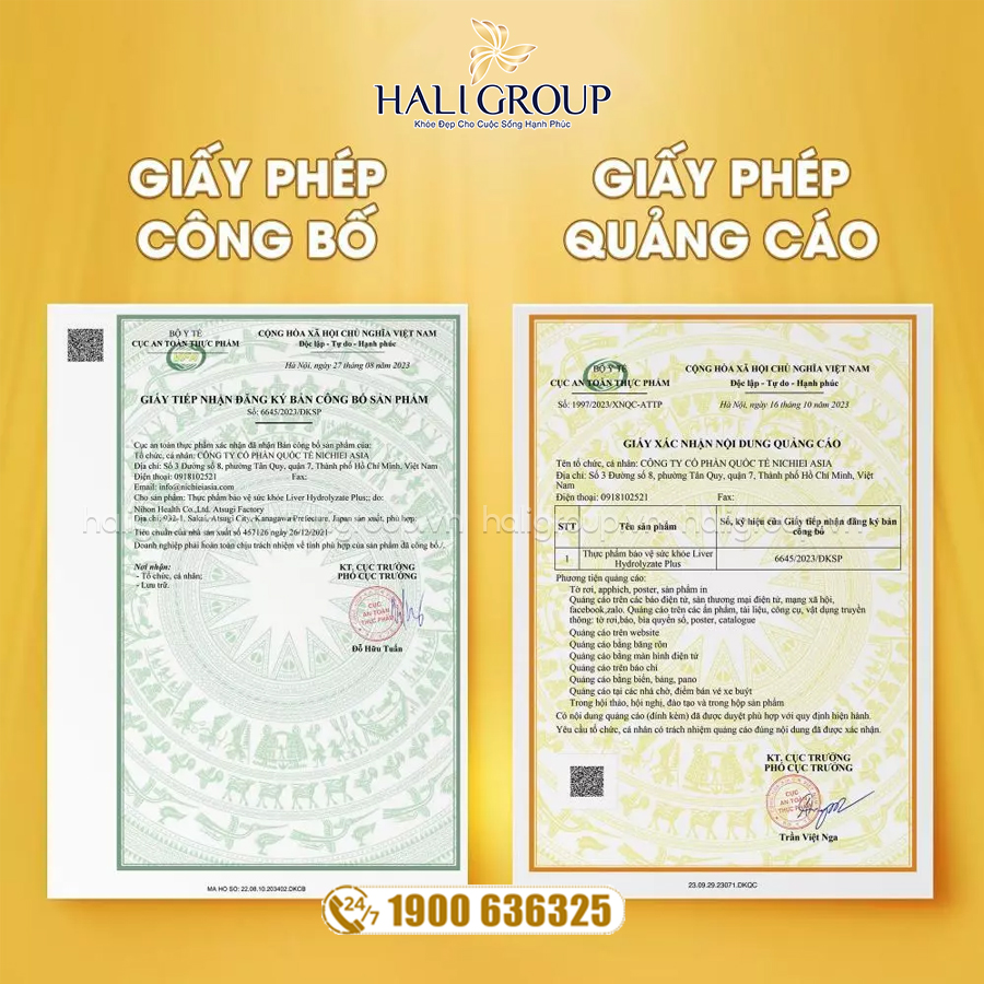 giấy phép Viên Uống Bổ Gan Liver Hydrolyzate Plus Nichiei Asia Nhật Bản (Hộp 180 Viên)
