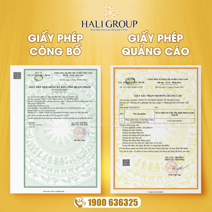 giấy phép Viên Uống Bổ Gan Nano Liver Hydrolyzate Ex Nichiei Asia Nhật Bản