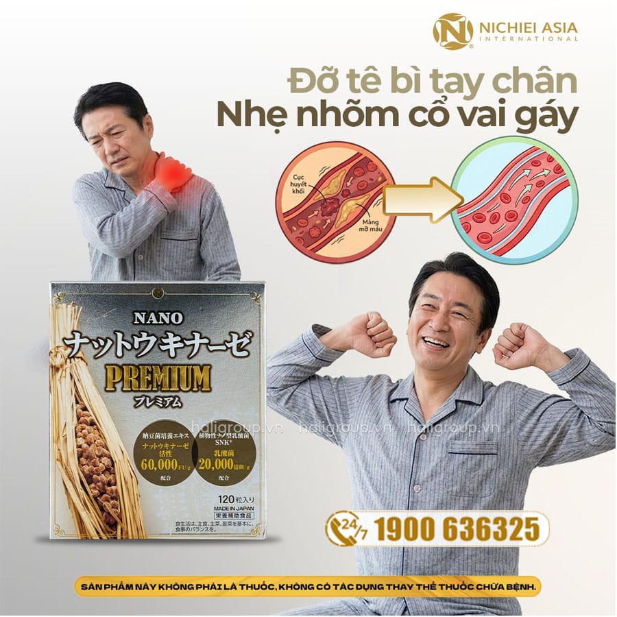 Viên Uống Nattokinase Nano Premium 60000FU/G Nichiei Bussan