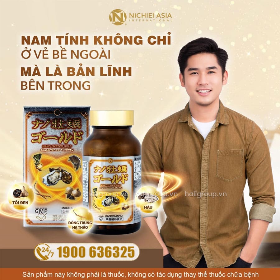 Viên Tinh Chất Hàu Nano Oyster Gold 5 in 1 Nichiei Bussan