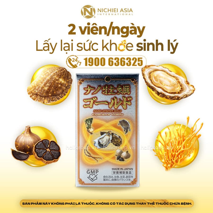 Viên Tinh Chất Hàu Nano Oyster Gold 5 in 1 Nichiei Bussan