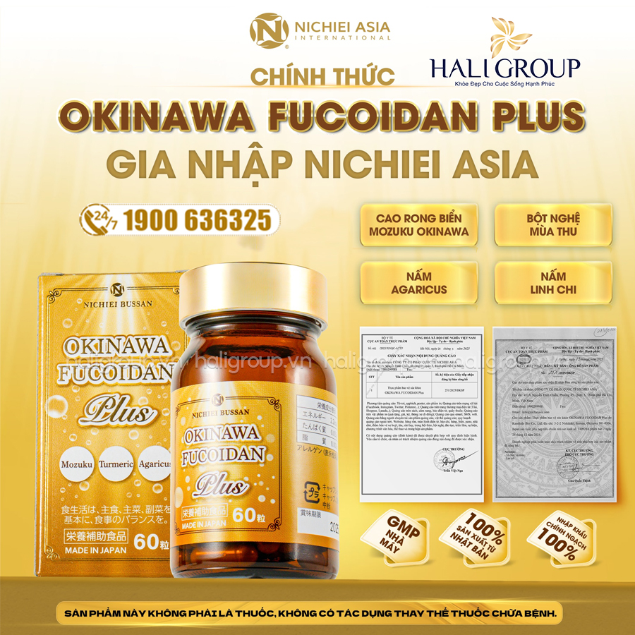 cách dùng Viên Uống Okinawa Fucoidan Plus Kanehide Bio Nichiei Bussan Nichiei Asia Nhật Bản (Hộp 60 Viên)