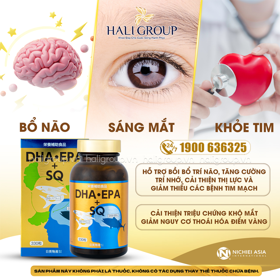 thành phần Viên Dầu Cá DHA.EPA+SQ Nichiei Bussan Nichiei Asia Nhật Bản