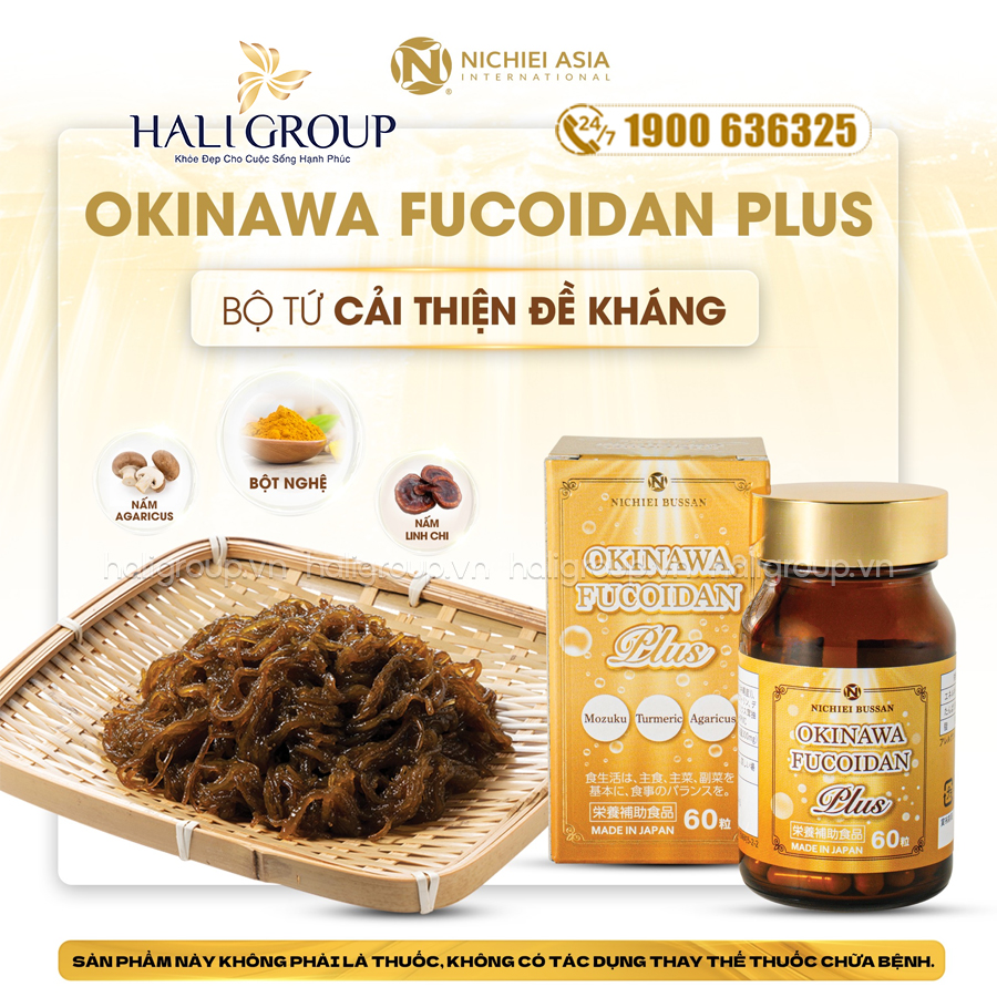 thành phần Viên Uống Okinawa Fucoidan Plus Kanehide Bio Nichiei Bussan Nichiei Asia Nhật Bản (Hộp 60 Viên)