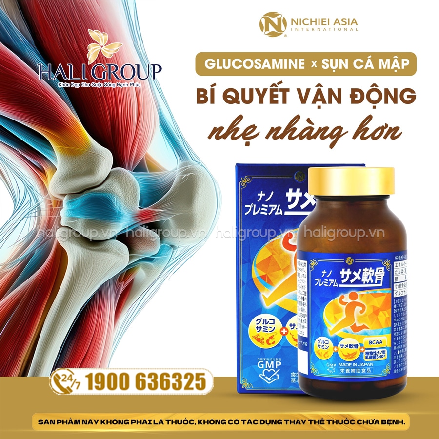 thành phần Viên Uống Hỗ Trợ Sức Khỏe Xương Khớp Nano Premium Shark Cartilage Nichiei Asia