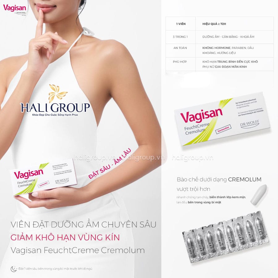 Viên Đặt Dưỡng Ẩm Chuyên Sâu Vagisan FeuchtCreme Cremolum – Đức