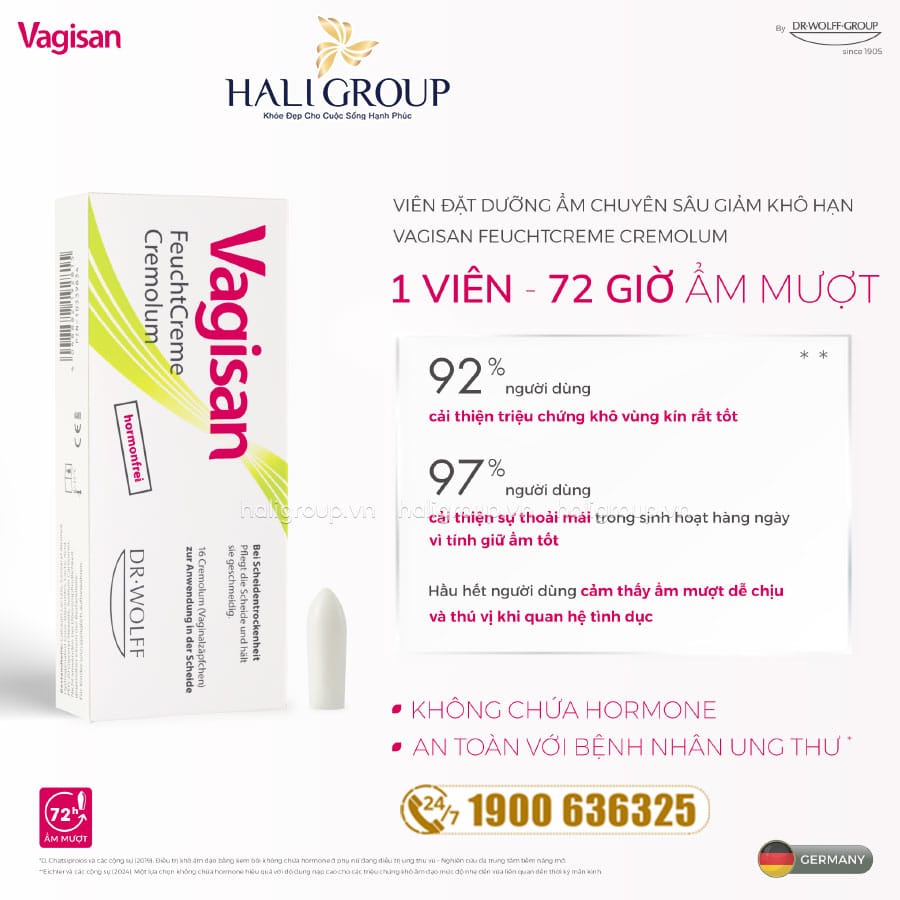 Viên Đặt Dưỡng Ẩm Chuyên Sâu Vagisan FeuchtCreme Cremolum – Đức