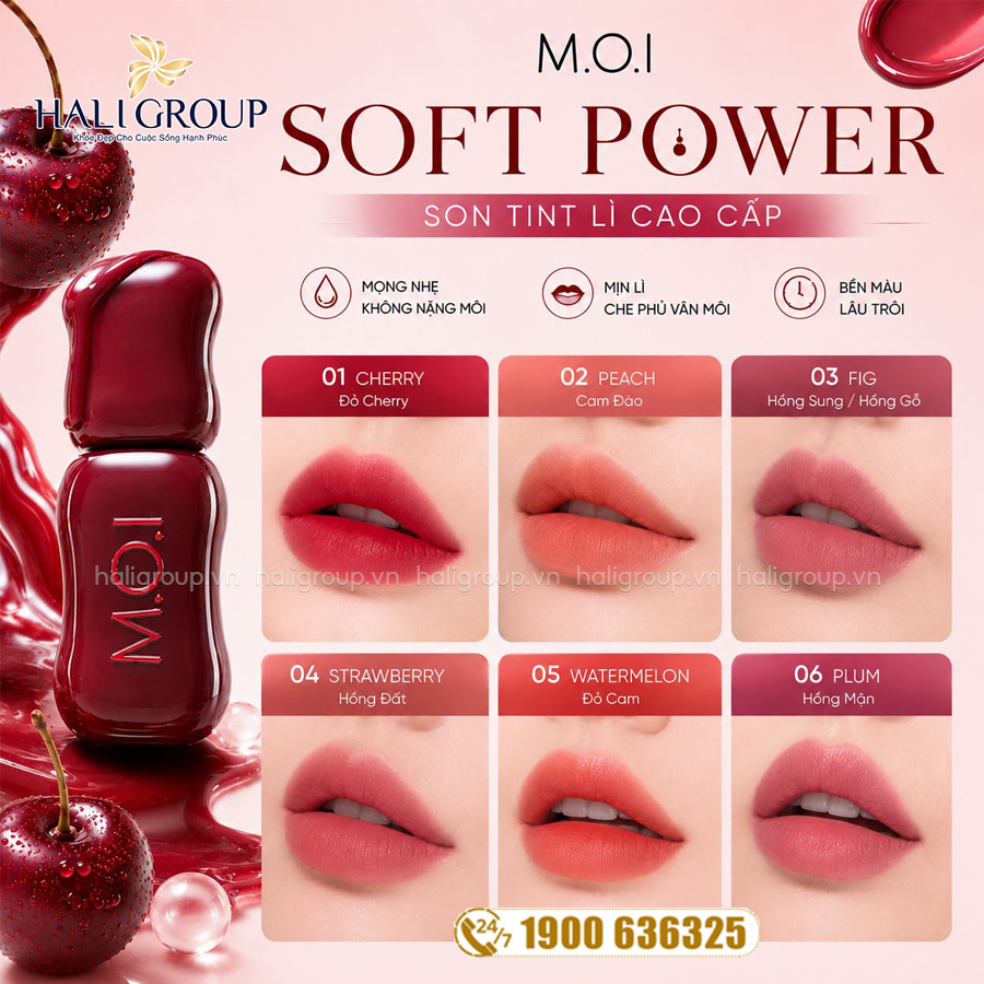 công dụng Son Tint Lì M.O.I Soft Power Matte Lip Tint